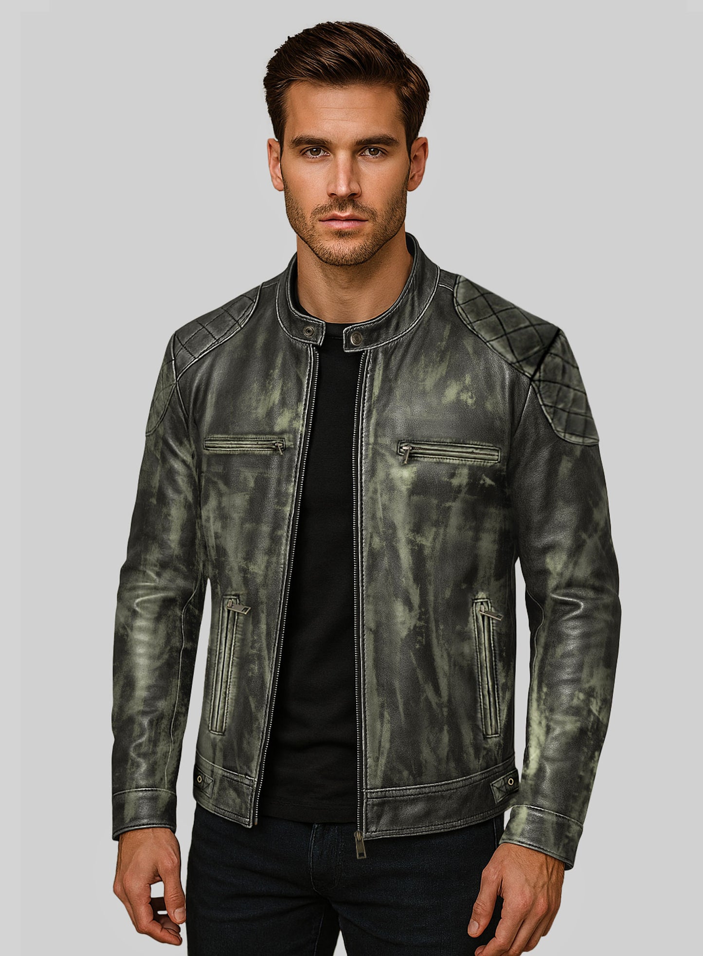 William Charcoal Leather Jacket