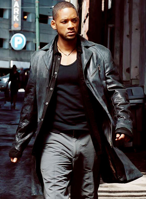 Will Smith I Robot Leather Long Coat - LeatherCult