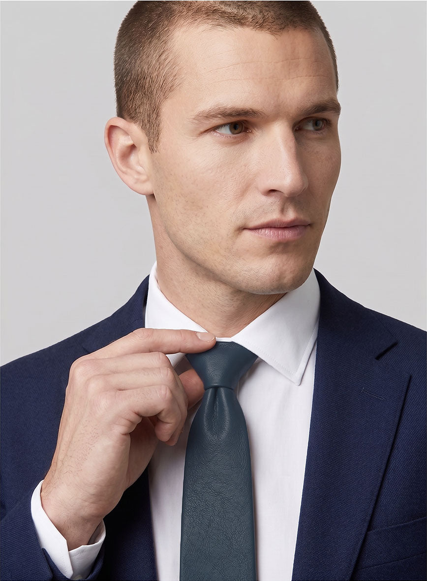 Winsor Blue Lambskin Leather Tie