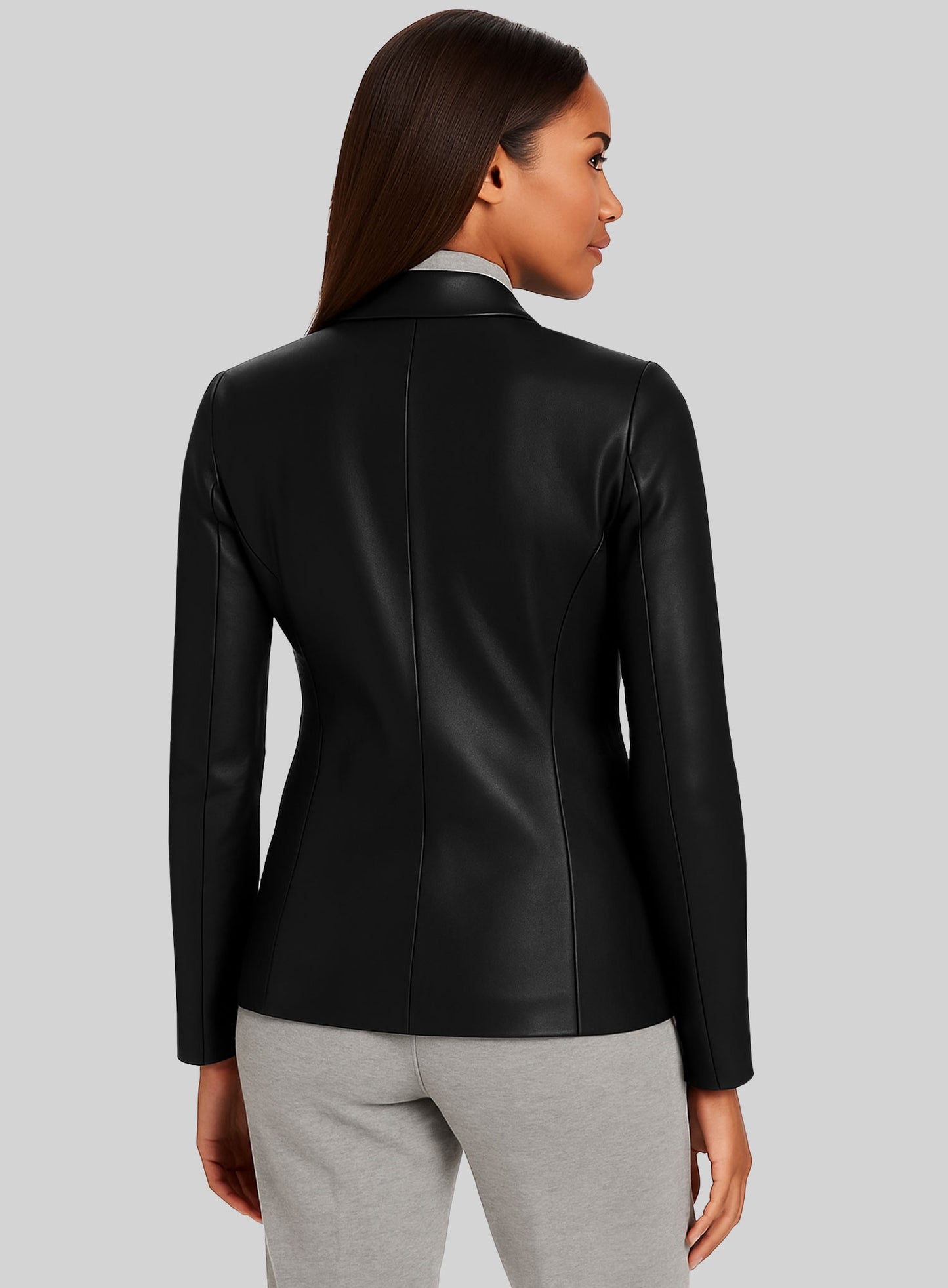 Black Stretch Leather Blazer