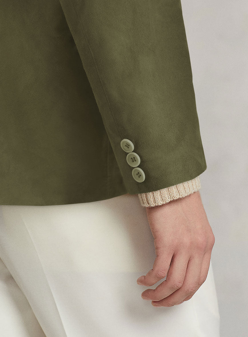 Woodland Green Suede Leather Blazer