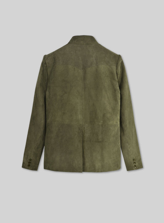 Woodland Green Suede Western Leather Blazer