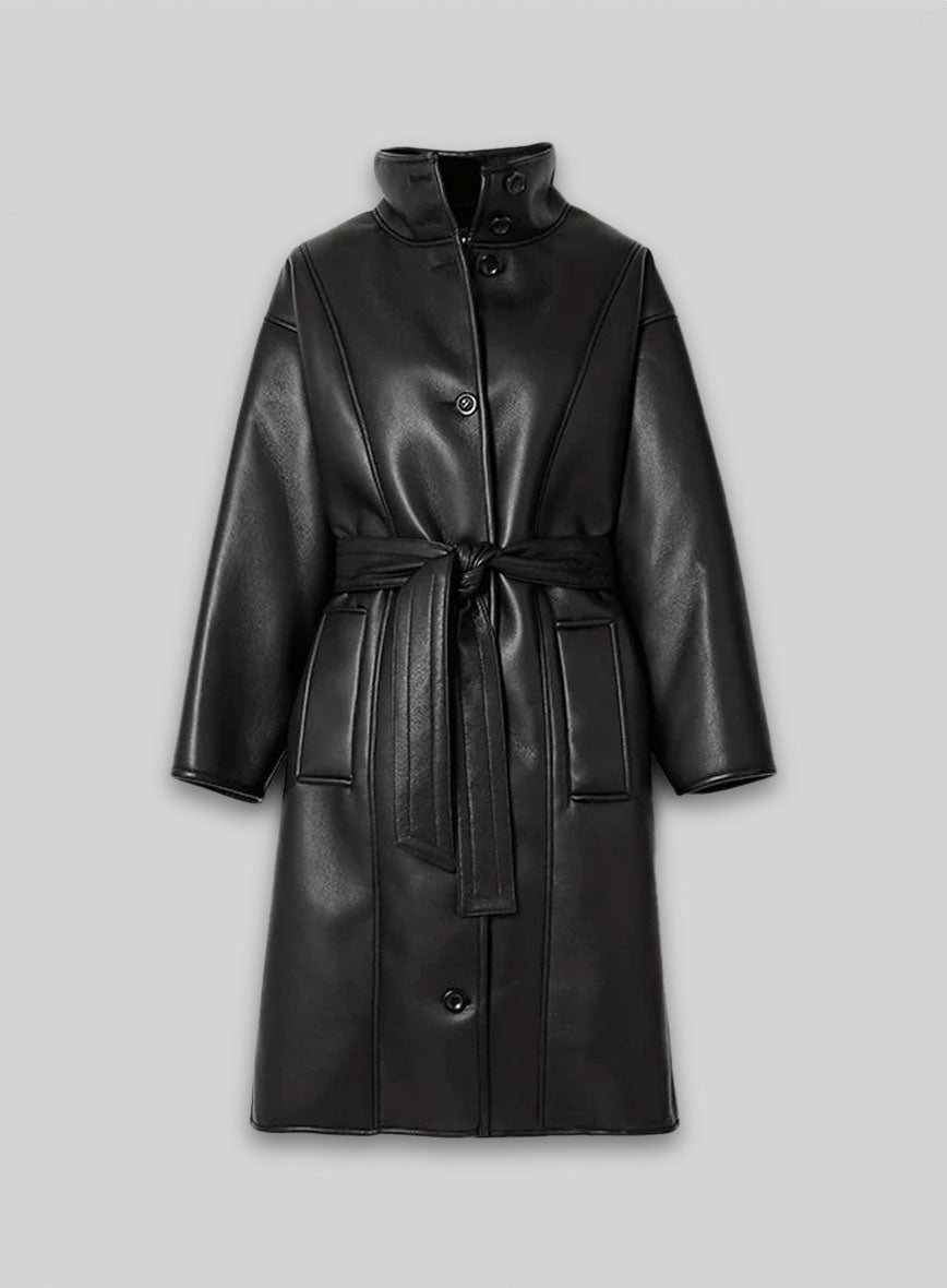 Wrap Leather Trench Coat