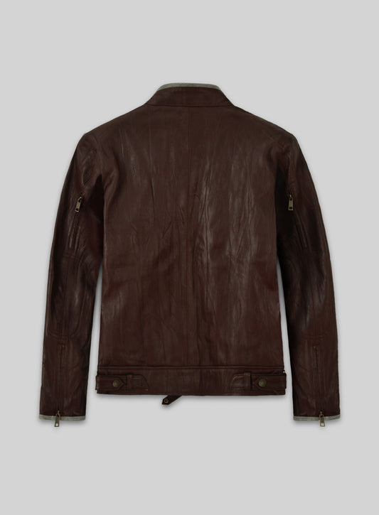 Wrinkled Brown Gerard Butler Leather Jacket #1
