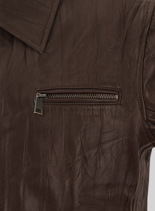Wrinkled Brown Bruce Willis Surrogates Leather Jacket - LeatherCult