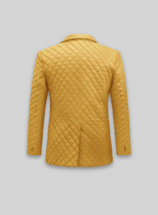 Yellow Bocelli Quilted Leather Blazer