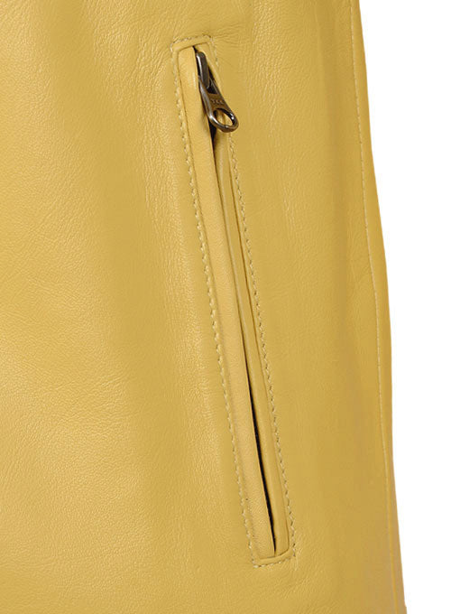 Yellow Leather Fighter T-Shirt Jacket - LeatherCult