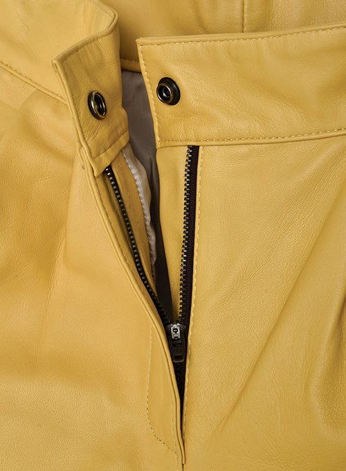 Yellow Leather Cargo Shorts Style # 360 - LeatherCult