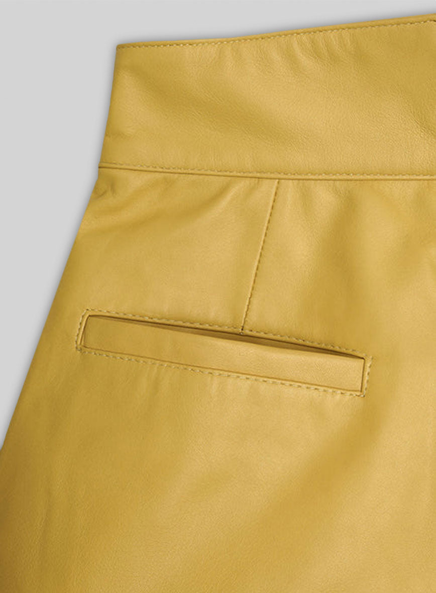 Yellow Leather Cargo Shorts Style # 360