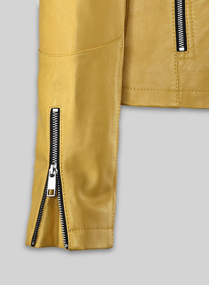 Yellow Rihanna Leather Jacket #1