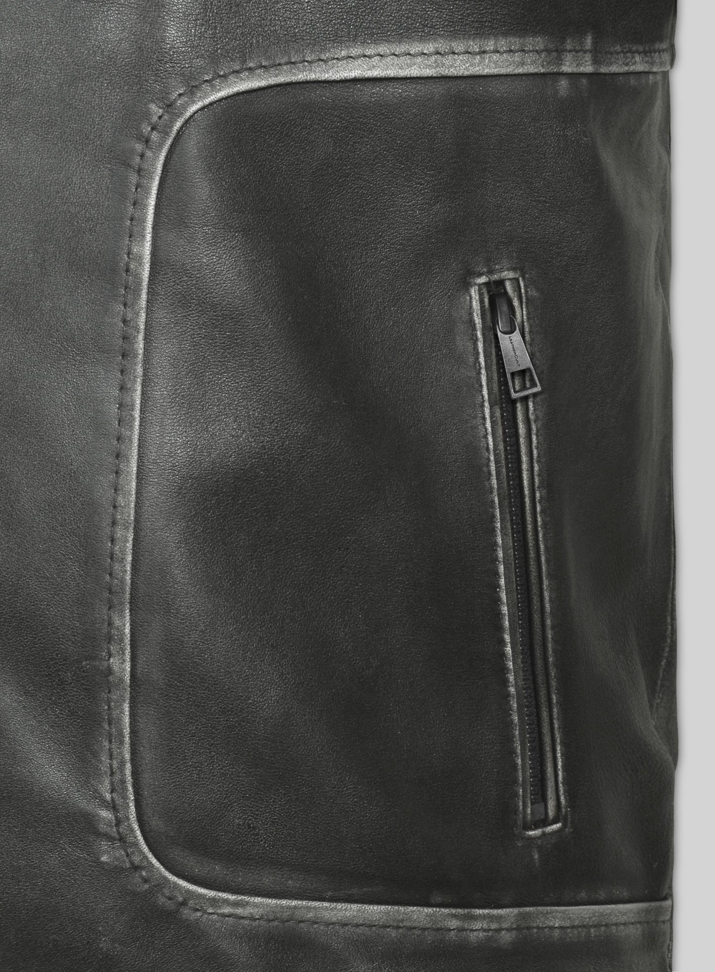 Zen Rubbed Charcoal Leather Jacket