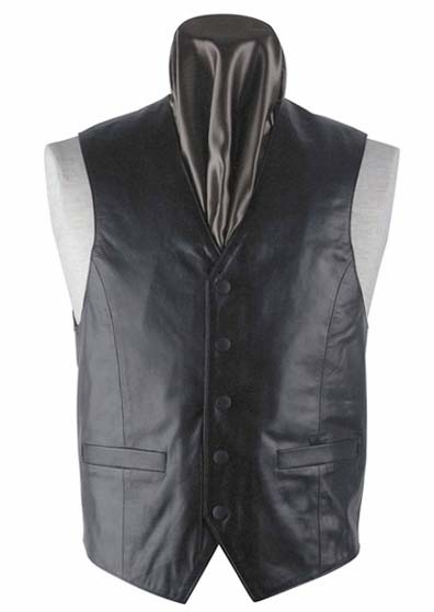 Black leather waist coat Leathercult