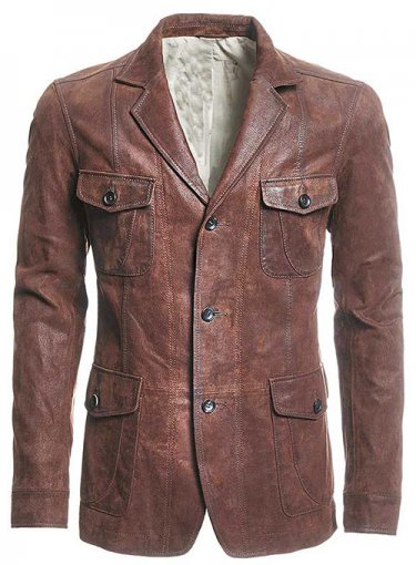 Brown leather blazer Leathercult