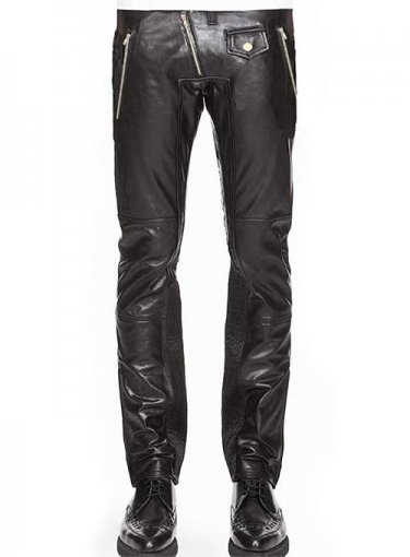 men`s black leather pants