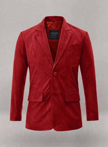 Soft Lava Red Suede Leather Blazer