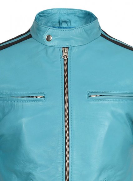 Bright Blue Sportsman Stripe Leather Jacket Bright Blue Sportsman Stripe Leather Jacket