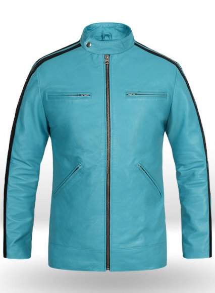 Bright Blue Sportsman Stripe Leather Jacket Bright Blue Sportsman Stripe Leather Jacket