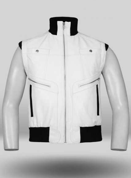 White Leather Biker Vest # 314 White Leather Biker Vest # 314