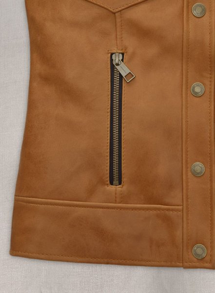 (image for) Canberra Tan Gigi Hadid Leather Jacket