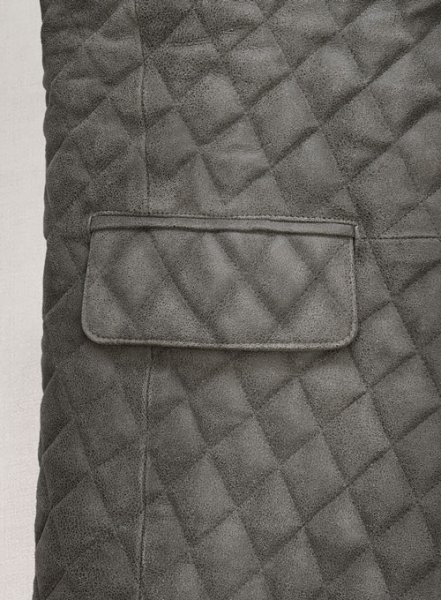 (image for) Vintage Dirty Gray Bocelli Quilted Leather Blazer
