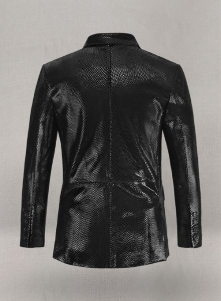 (image for) Snake Emboss Black Leather Blazer