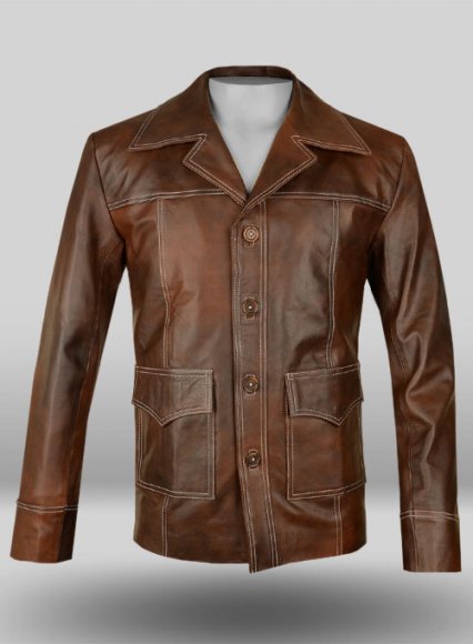 Spanish Brown Brad Pitt Fight Club Leather Jacket Spanish Brown Brad Pitt Fight Club Leather Jacket