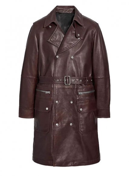 Belted Leather Trench Coat Belted Leather Trench Coat
