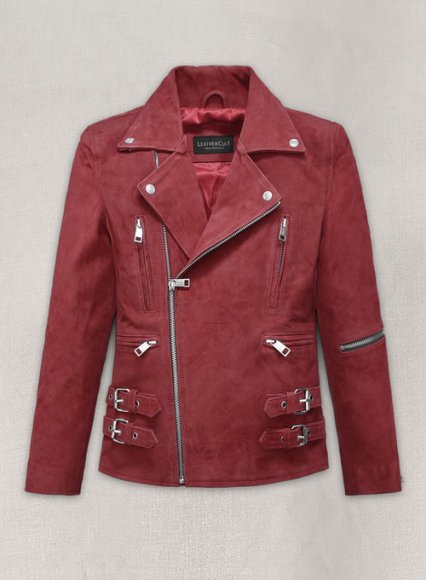 French Red Suede Leather Jacket # 903 (image for) French Red Suede Leather Jacket # 903