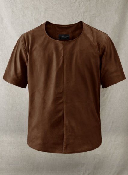 Light Weight Unlined Brown Leather T-shirt
