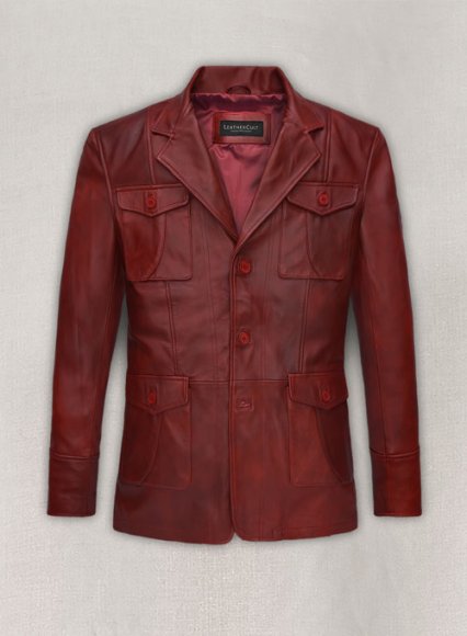 Spanish Red Leather Blazer - #716 (image for) Spanish Red Leather Blazer - #716