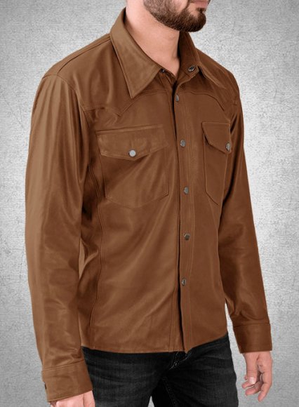 Light Weight Unlined Tan Leather Shirt Light Weight Unlined Tan Leather Shirt