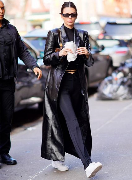 Kendall Jenner Leather Long Coat Kendall Jenner Leather Long Coat