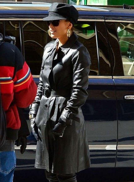 Jennifer Lopez Hustlers Leather Trench Coat Jennifer Lopez Hustlers Leather Trench Coat