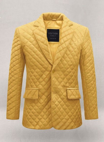 Yellow Bocelli Quilted Leather Blazer