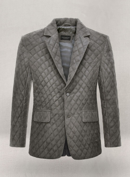 (image for) Vintage Dirty Gray Bocelli Quilted Leather Blazer