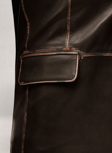 (image for) Rubbed Dark Brown Leather Blazer