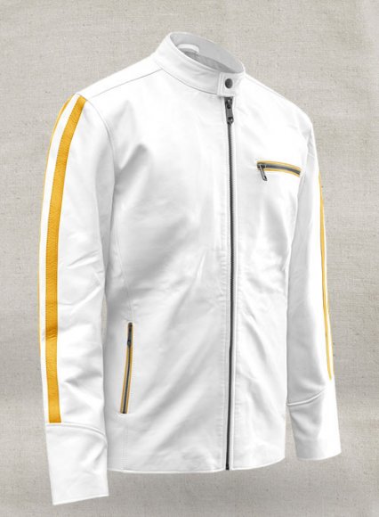 Yellow Stripe Leather Jacket # 100 (image for) Yellow Stripe Leather Jacket # 100