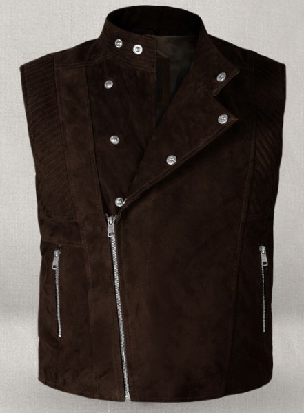 (image for) Soft Dark Brown Suede Leather Vest # 354