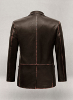 (image for) Rubbed Dark Brown Leather Blazer