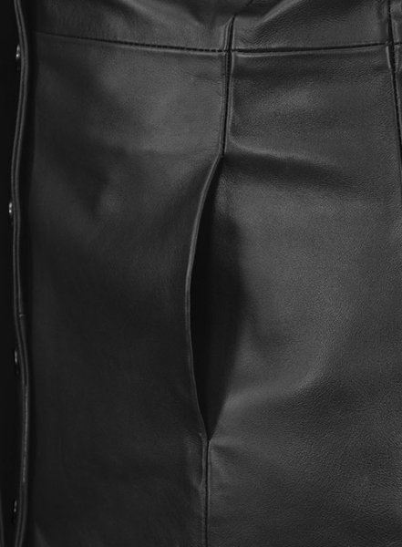 (image for) Black Selena Gomez Leather Long Coat