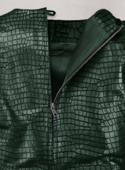 Croc Metallic Green Cacoon Leather Dress - # 757 (image for) Croc Metallic Green Cacoon Leather Dress - # 757
