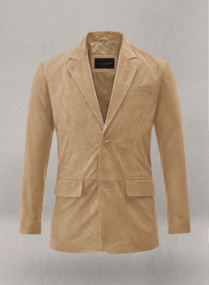 Latte Beige Suede Leather Blazer