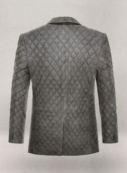 (image for) Vintage Dirty Gray Bocelli Quilted Leather Blazer