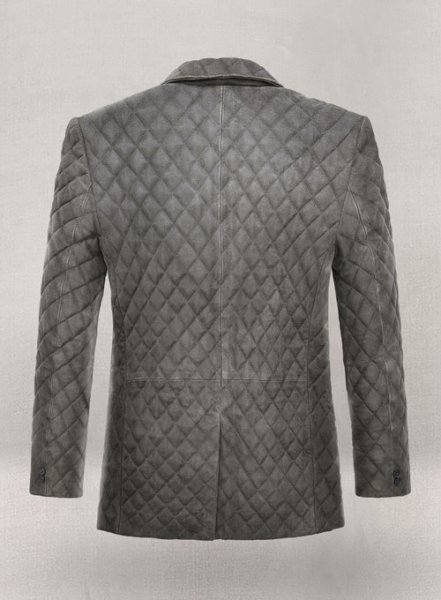 (image for) Vintage Dirty Gray Bocelli Quilted Leather Blazer