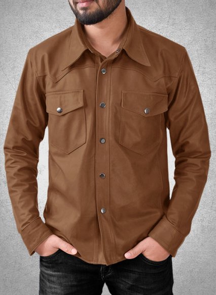 Light Weight Unlined Tan Leather Shirt Light Weight Unlined Tan Leather Shirt