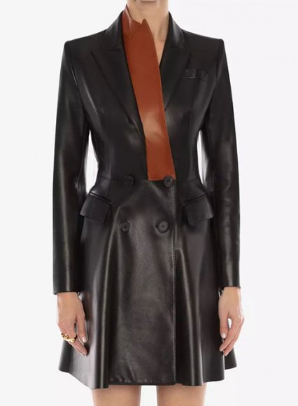 Turk Lapel Leather Trench Coat