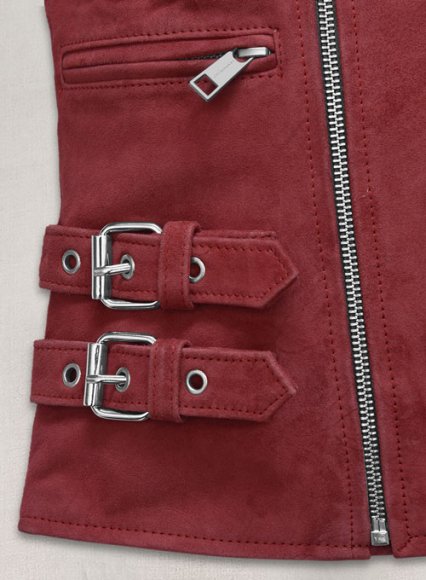French Red Suede Leather Jacket # 903 (image for) French Red Suede Leather Jacket # 903