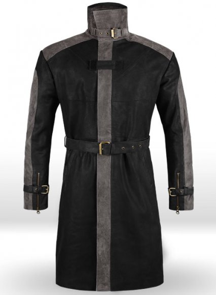 Distressed Black Aiden Pearce Watch Dog Leather Trench Coat Distressed Black Aiden Pearce Watch Dog Leather Trench Coat