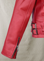 (image for) Soft Raspberry Red Gigi Hadid Leather Jacket #2