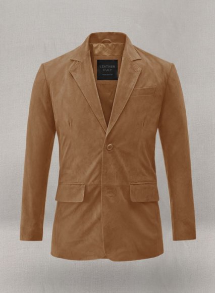 Saddle Brown Suede Leather Blazer